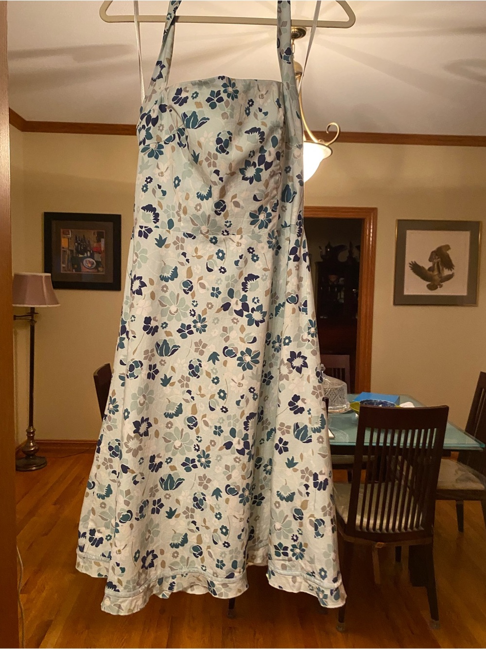 The Limited stretch blue floral halter sundress size 10